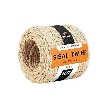 Xpose Safety Sisal Twine, 2-Ply 150 ft Natural Fiber Rope, Crafts, Cat Scratcher & Pole Wrap 2PST-150-X