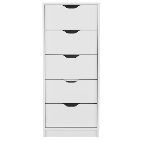 Homeroots 18" White Five Drawer Dresser 518180