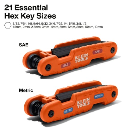 Klein Tools Hex Key Set, Pro Folding, SAE/Metric, PK2 70552