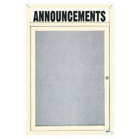 Aarco Outdoor Enclosed Bulletin Board w/ Al Frame Header, Powder Coated Ivory, Neutral 48''Hx36''W ODCC4836RHIV