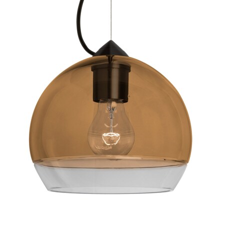 Besa Lighting Besa Ally 8 Cable Pendant, Amber/Clear, Black Finish, 1x 60W MAX E26 Base 1KX-ALLY8AM-BK