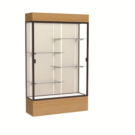 Ghent Lighted Floor Display Case 48x80x16, Plaque 2174PB-BZ-AK