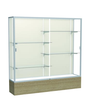 Ghent 72''H x 72''W x 16''D Reliant Driftwood Oak Display Case w/ Fabric Back & Satin Frame 2076PB-SN-DK