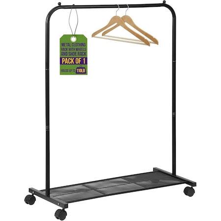 Lifemaster Alloy Steel Clothes Rack, Rolling Garment Rack with Wheels, Black LMCOATRA