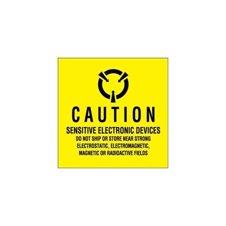 Bubblefast 2 x 2'' - ''Sensitive Electronic Devices'' Fluorescent Yellow Labels BFDL1371