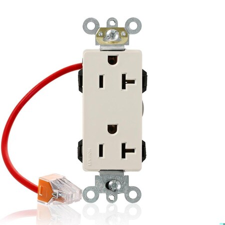 Leviton Straight Blade Receptacle, 5-20R, 20 A, 125V AC, Flush Mount, Self-Grounded M1636-SCT