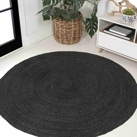 Jonathan Y Zara Braided Coastal Cottage Round Jute Black 6 ft Round Area Rug RNF116F-6R