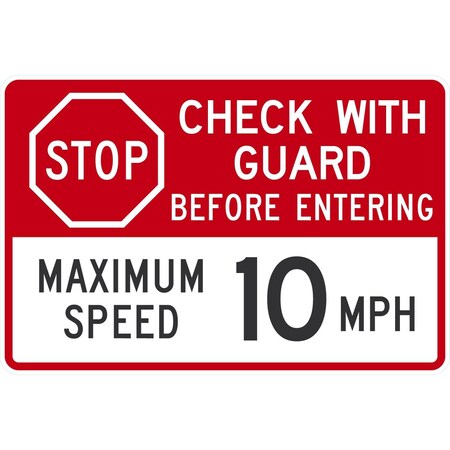 Lyle Stop Check With Guard Before Entering Maximum, 36x24, Diamond Grade, White G-15838-DG_36x24