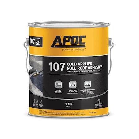 Apoc AP-107 Series Cold Applied Roll Roof Adhesive, Black, Liquid, 1 gal, Pail AP-1071