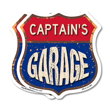 Signmission Captain's Garage, 12 inch X 12 inch, Plastic Sign, 2PK SHI-P-2PACK-12-383-CAPTAIN