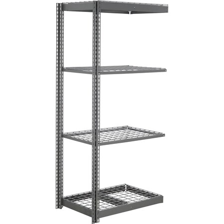 Global Industrial 4 Shelf, Commercial Duty Boltless Shelving, Add On, 36"W x 24"D x 96"H, Wire Deck B3165685