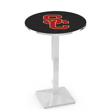 Holland Bar Stool Co 36" Chrome USC Trojans Pub Table, 36" dia. Top L217C3636SouCal