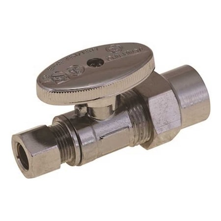 Durapro Quarter Turn Straight Stop, 1/2 in. CPVC Socket x 3/8 in. Compression, Lead Free Chrome NLT1331SRV