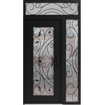 Vdomdoors Aluminum Door Iron 1633 Black Entry Steel Metal Classic Painted 48 x 94 (36+12 x 80+14)-Left Inswin IRON1633EXD-BLK-W36+12xH80+14-LH-I