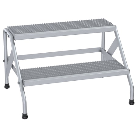 Vestil Aluminum Wide, 2 Step Stand, Knock Down, 2 Steps, 20 Overall Height, Aluminum, Silver SSA-2W-KD