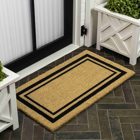 Jonathan Y Peater Classic Casual Commercial Natural Coir Natural/Black Border 17 in. x 30 in. Mat NRF107A-1730