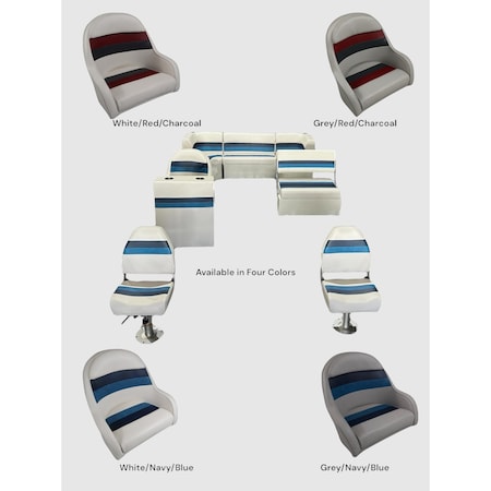 Horizon Mfg Premium 12 Piece Pontoon Furniture Set Gray/Red/Charcoal Premium 012-ABEC