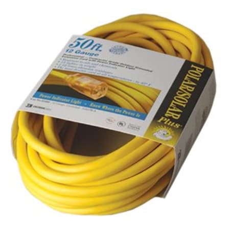 Southwire SJEOW Extension Cord, 12 AWG, Outdoor, 12/3, 1 Outlets, Yellow, 50 ft 172-01688