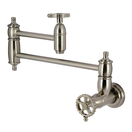 Kingston Brass Wall Mount Pot Filler Faucet, Brushed Nickel KS3108CG
