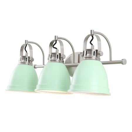 Jonathan Y Phineas 25.5" 3-Light Adjustable Farmhouse Bohemian Iron LED Vanity Light, Mint Green/Nickel JYL1116C