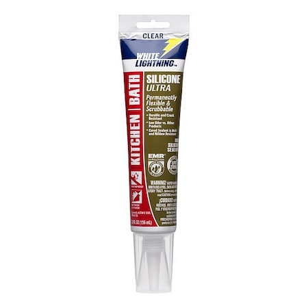 White Lightning Silicone Caulk, 6 " L, 8 " W, Clear W21101005