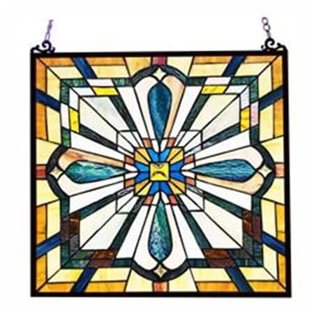 Chloe Lighting 20 in. Archie Tiffany-Style Mission Stained Glass Window Panel, Multi Color CH1P450GM20-GPN