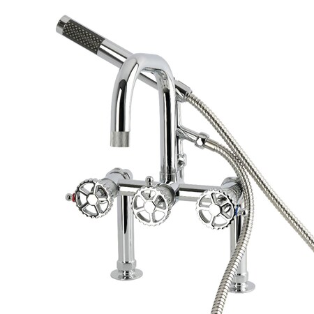 Kingston Brass 7" Center Deck-Mount Clawfoot Tub Faucet with Hand Shower, Polished Chrome AE6001CG