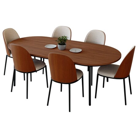 Leisuremod 70.9 in W, 29.5 in L, Manufactured Wood/Steel/Velvet, Walnut/Beige TT70-CWN18-BG