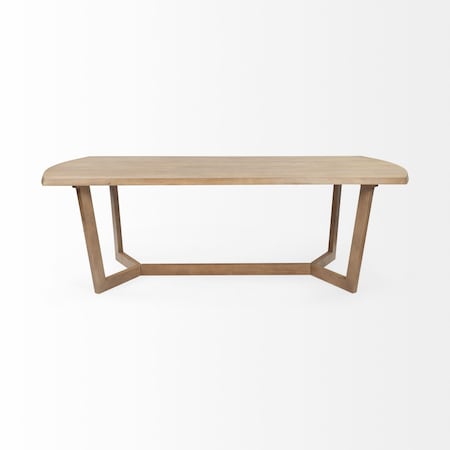 Homeroots 92" Natural And Brown Solid Wood Trestle Base Dining Table 380479