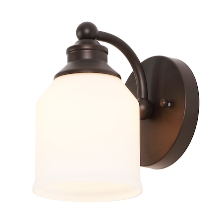 Jonathan Y Lydia 5.13" 1-Light Farmhouse Cottage Metal LED Vanity Light w/Frosted Glass Shade, Oil Rubbed Bronze JYL7549B