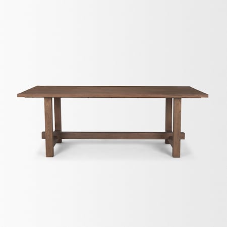 Homeroots 84" Brown Solid Wood Trestle Base Dining Table 604015
