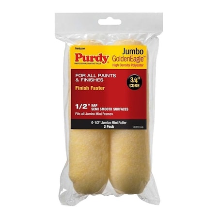 Purdy Golden Eagle Roller Cover, 1/2 in Thick Nap, 6-1/2 in L, Polyester Cover 14G626023