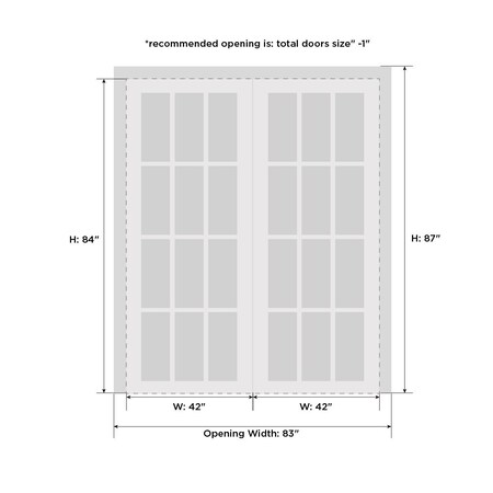 Sartodoors Closet Bypass Interior Door, 84" x 84", White QUADRO4112DBD-WS-8484