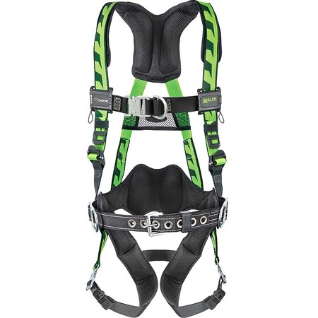 Miller Premium Breathable Full-Body Harness w/Steel Hardware, 5 Points of Adjustment, Back/Front/Side D-Ring ACF-QCBDPUG