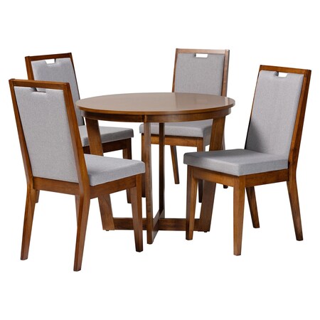 Baxton Studio Ana Modern Grey and Walnut Brown Wood 5-Piece Dining Set 254-12143-10897-ZORO