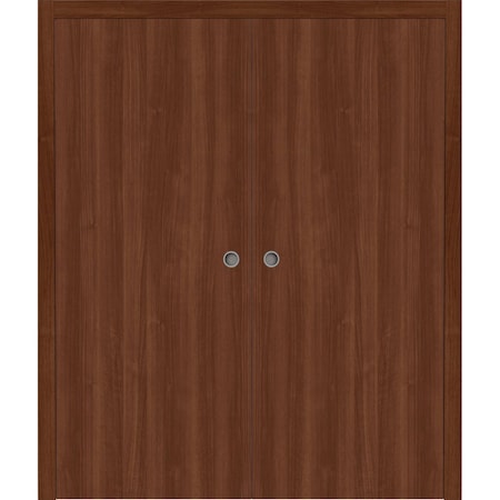 Sartodoors Sliding French Double Pocket Doors 72 x 96 inches, BASIC 3001 Walnut Franko, Kit Rail Hardware, S BASIC3001DP-GOFR-7296