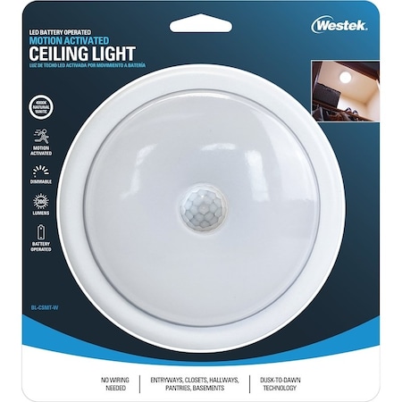Westek Ceiling Light, C Battery, LED Lamp, 200 Lumens, White BL-CSMT-WT