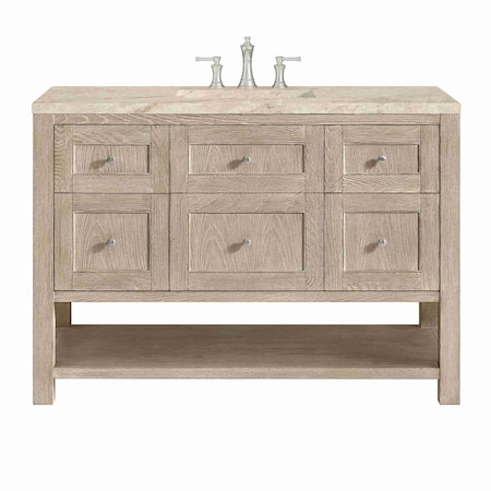 James Martin Vanities Breckenridge 48" Single Vanity, Whitewashed Oak, w/ 3 CM Tajnar Eclos Top 330-V48-WWO-3TJR