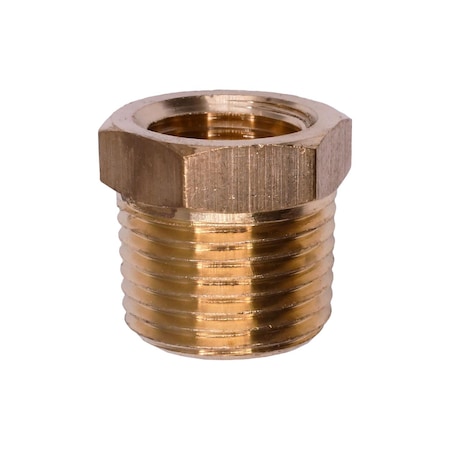 Auveco Brass Threaded Reducing Bushing 3/8in Exterior Threads 1/4in Interior Threads, 5PK 301