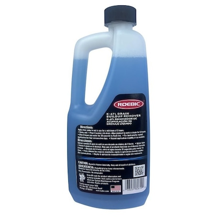 Roebic K-67L DB-Q-6 Drain Buildup Remover, 1 qt, Liquid, Clean, Blue K-67LDB-Q-6