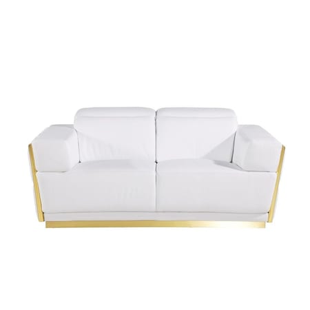 Homeroots 70" White And Silver Italian Leather Loveseat 551603