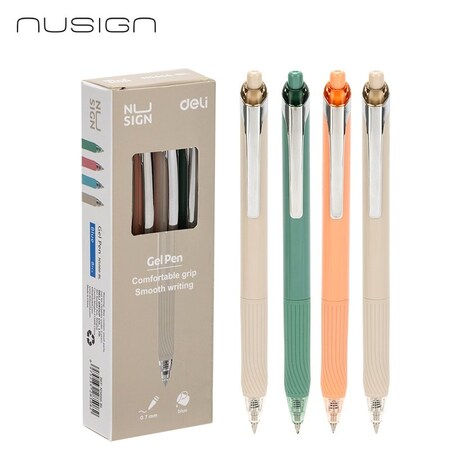 Deli NUSIGN Retractable Gel Pen 0.7mm, Blue Ink, Metal Clip, 12PK ENS666-BL