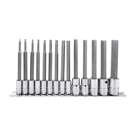 Genius Tools 14PC 1/4 & 3/8in Dr. SAE Hex Long Bit Socket Set BS-2314HL