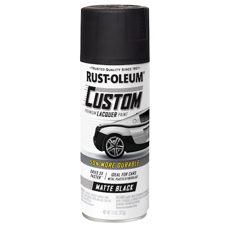 Rust-Oleum Automotive Premium Custom Lacquer Spray Paint, Matte Black, 11 oz. 332289