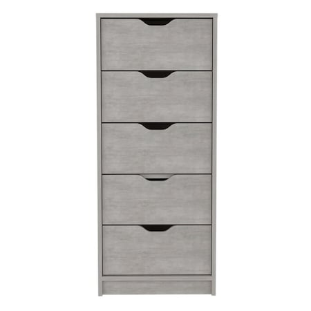 Homeroots 18" Gray Five Drawer Standard Chest 546381