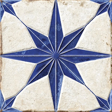 Apollo Tile Palmera 9x9 Blue White Porcelain Star Square Wall and Floor Tile (6.96 sq ft/case), 13PK APLCAT88STRBLU