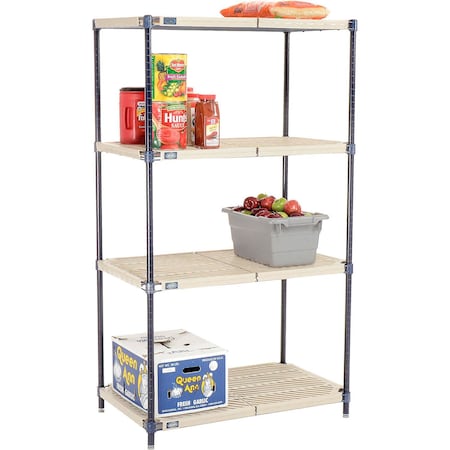 Global Industrial Nexel Nexelite 4 Shelf, Vented Plastic Mat Shelving Unit, Starter, 36"W x 21"D x 63"H 331482N