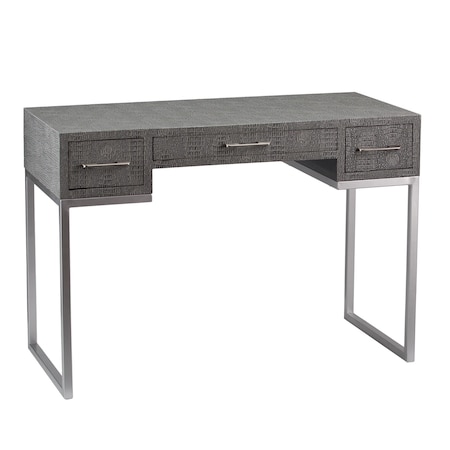 Homeroots Modern Gray and Silver Faux Snakeskin Desk 402070