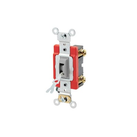 Leviton Wall Switch, 1 hp, Locking, 20 A, Gray 1221-2GL