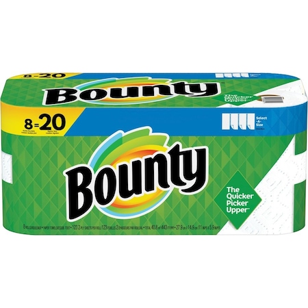 Bounty Select-a-Size Perforated Roll Paper Towels, 2 Ply, 103 Sheets, 51 ft, White 66924